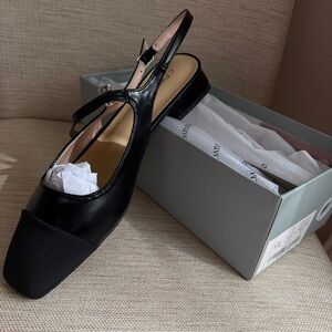 CHANEL type Black Slingback Shoes